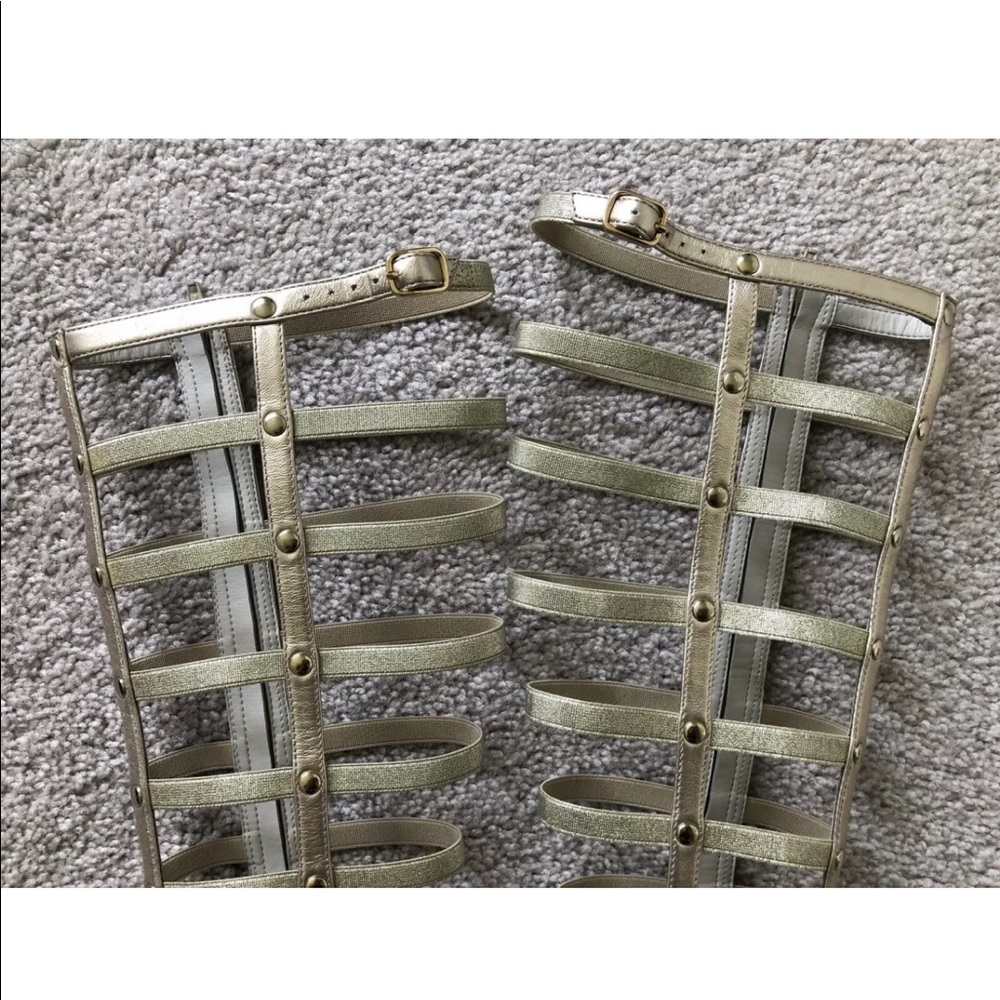 Stuart Weitzman Tall Gladiator Sandals Gold 7.5 - Picture 3 of 8